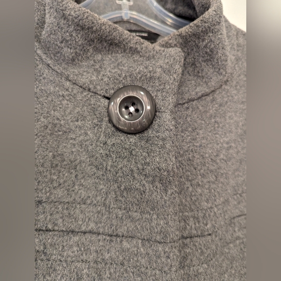 Jones New York Women's Stand-Collar gray pea soft cozy warm wool midi Coat sz 6 - Picture 4 of 10